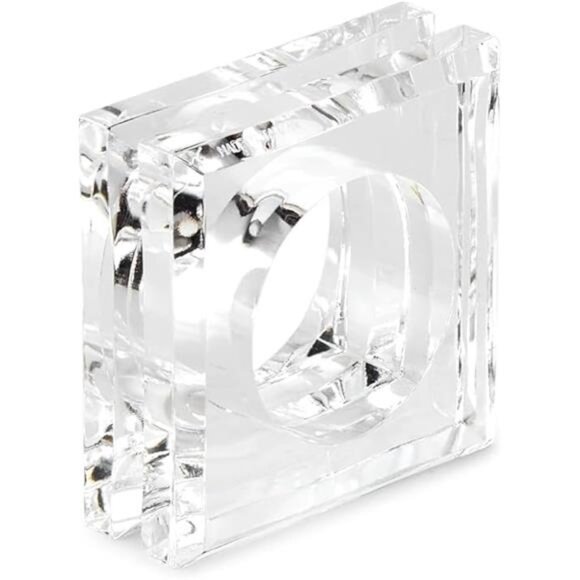 Acrylic Set of 4 Square Beveled Napkin Rings (clear) for table settings, decor - Picture 6 of 6